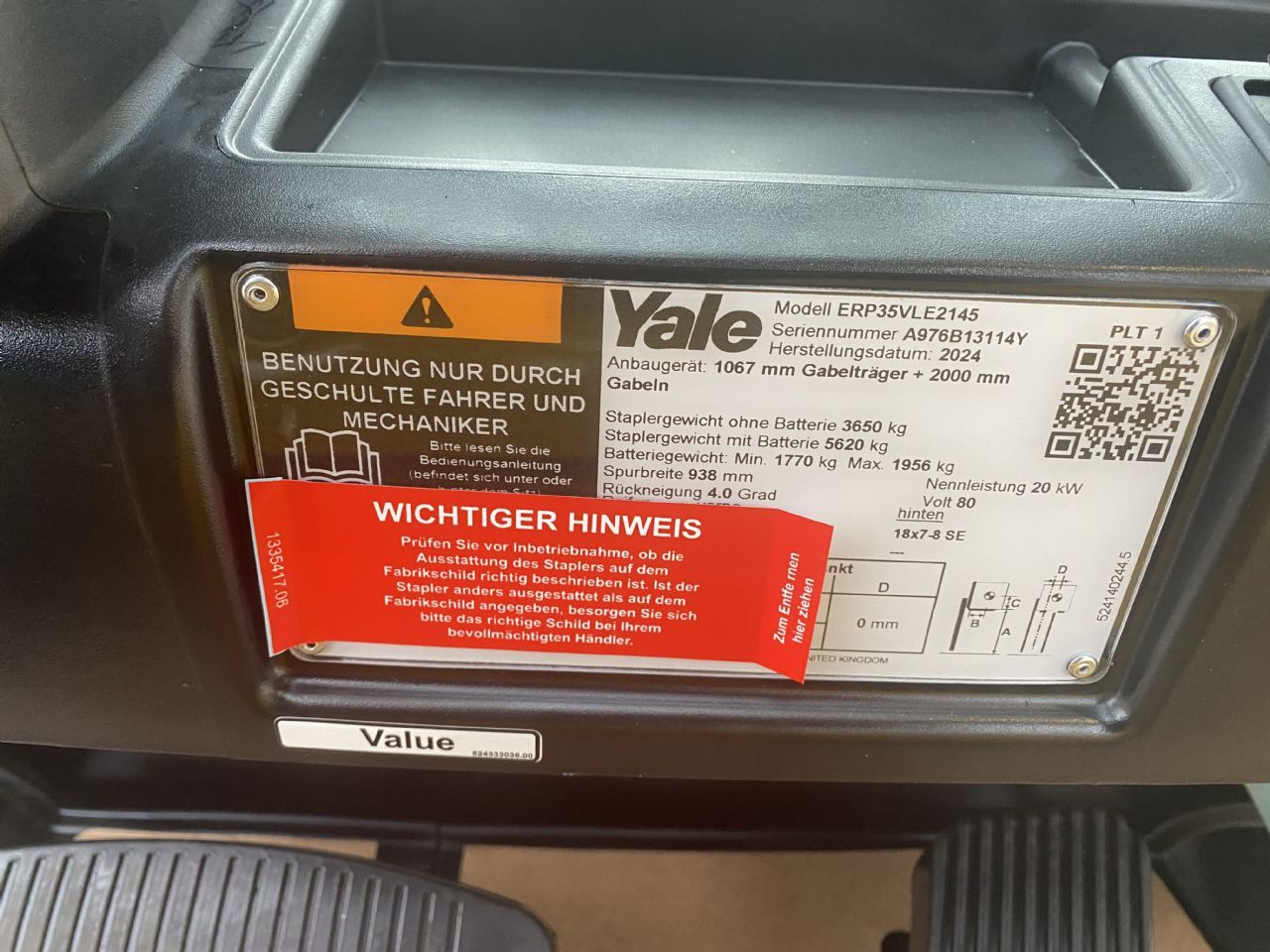 Yale ERP35VL Elektro 4 Rad-Stapler – Nr. G011188 – Bild 6